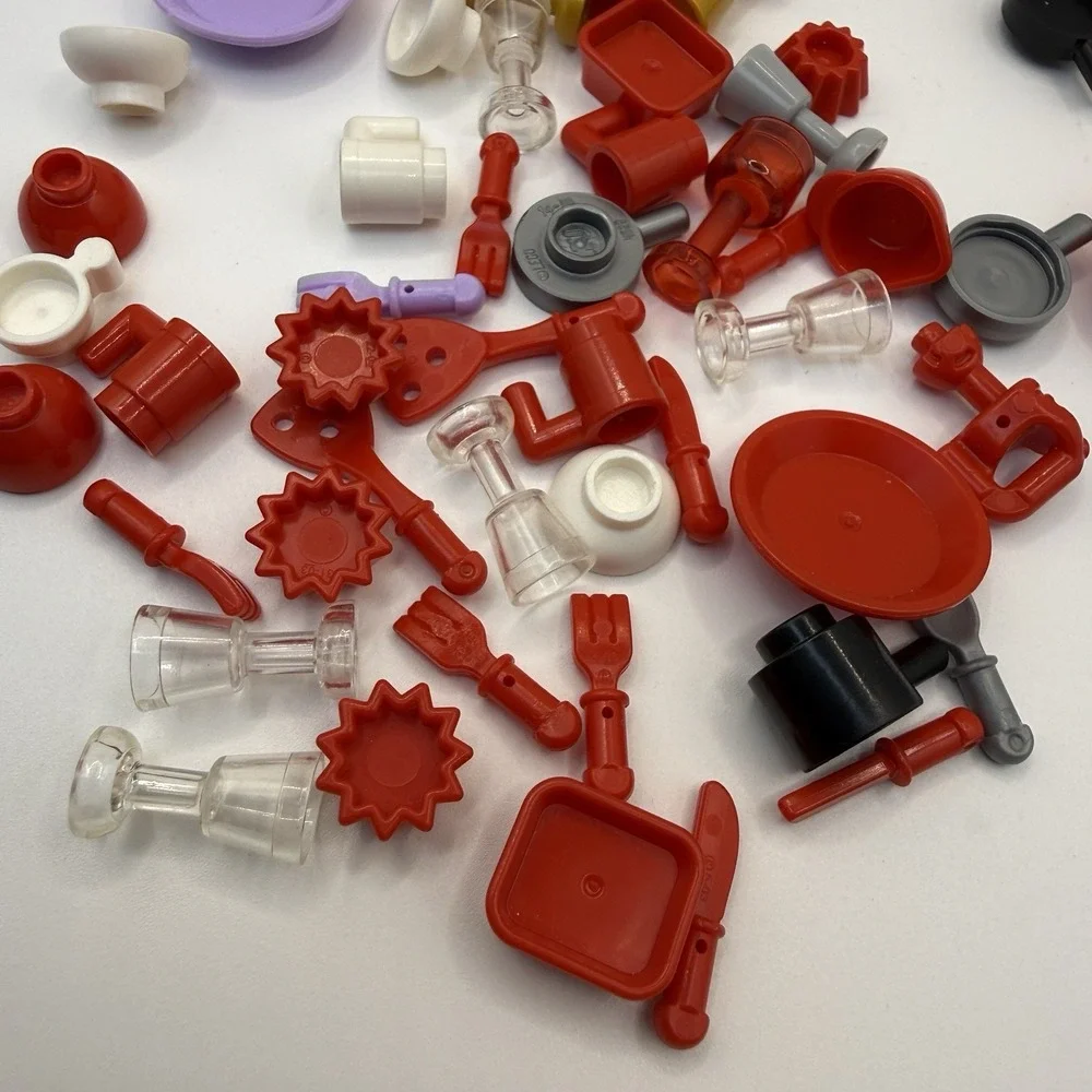 LEGO 50 Piece Kitchen Accessories Lot - Plates, Cups, Pans, Silverwear 003 - Picture 2 of 5